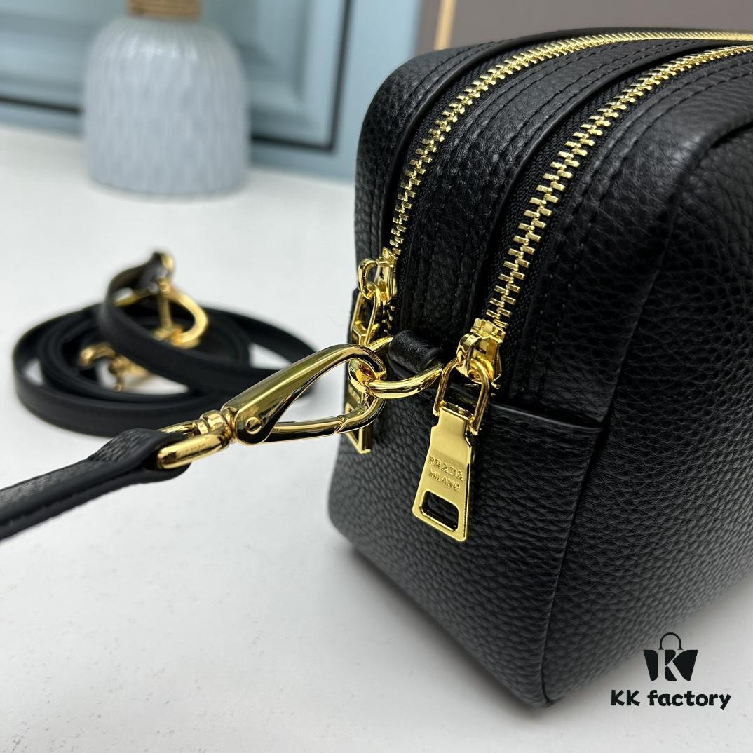 PRADA Double-Strap Camera Bag in Imported Full-Grain Coarse Crispy Calfskin