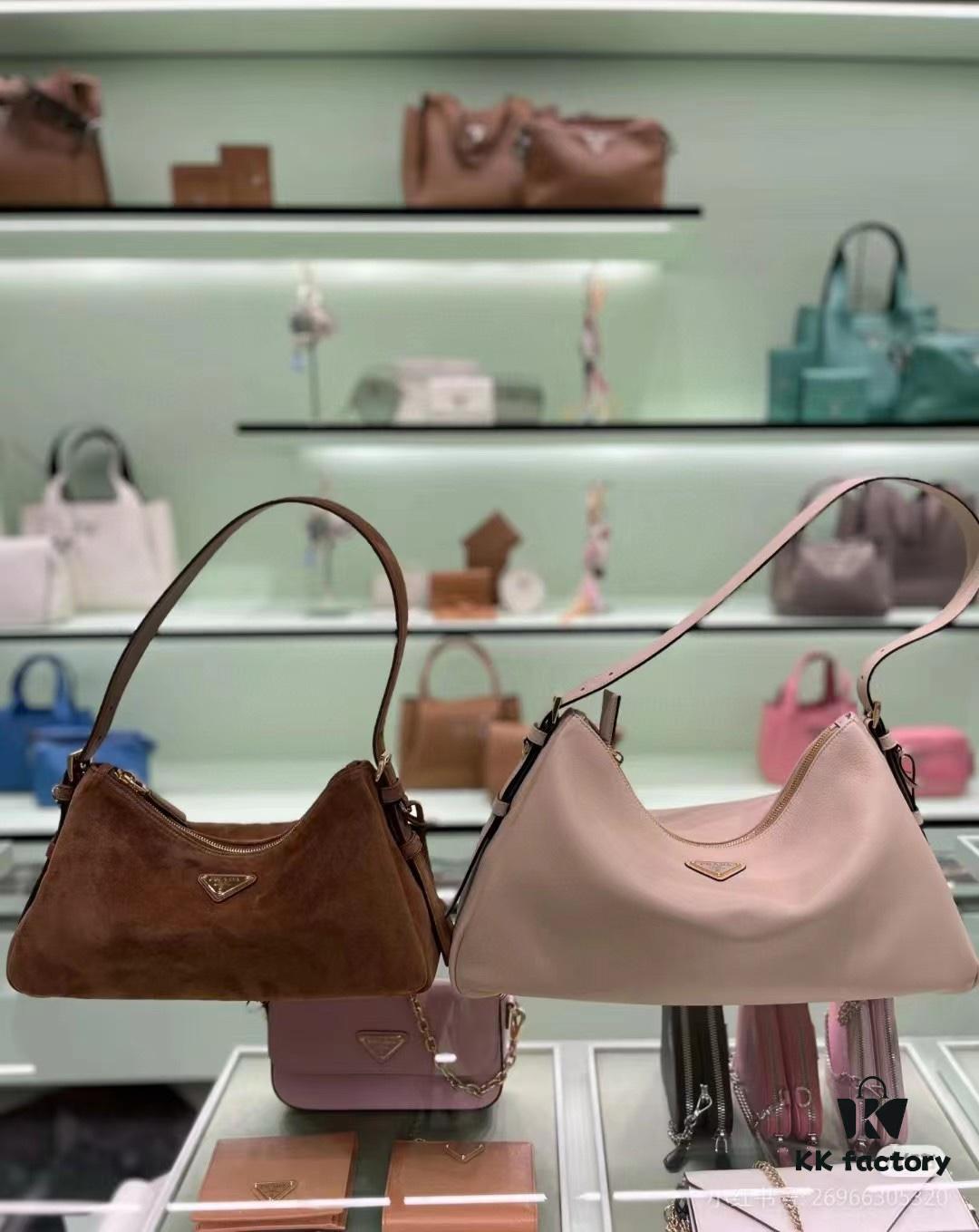 【Authentic Quality + Matching Cabinet Hardware】🌹 (Suede) 🎉 Prada's Latest Handbag 🎉🎉🎉 New Shoulder Bag Inspired by the Hobo Silhouette