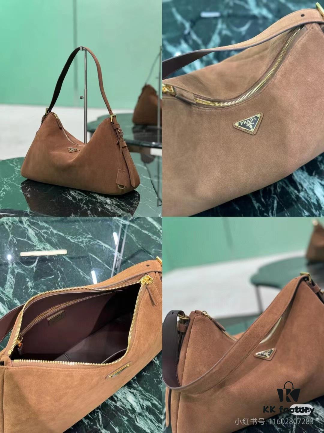 【Authentic Quality + Matching Cabinet Hardware】🌹 (Suede) 🎉 Prada's Latest Handbag 🎉🎉🎉 New Shoulder Bag Inspired by the Hobo Silhouette