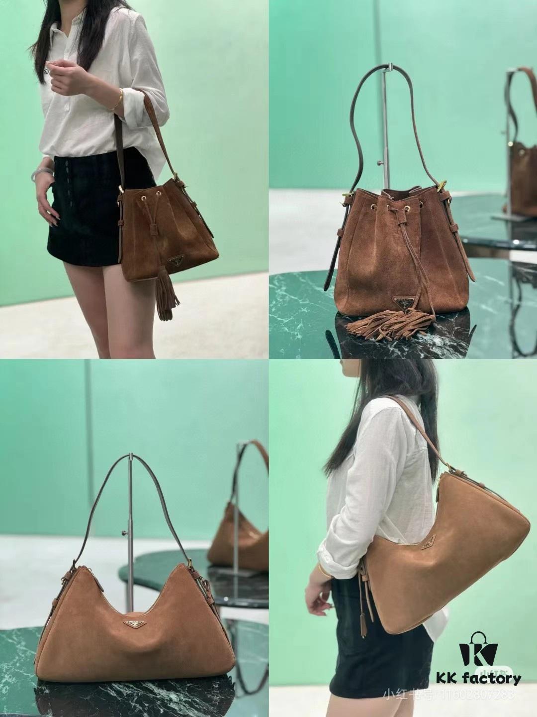 【Authentic Quality + Matching Cabinet Hardware】🌹 (Suede) 🎉 Prada's Latest Handbag 🎉🎉🎉 New Shoulder Bag Inspired by the Hobo Silhouette