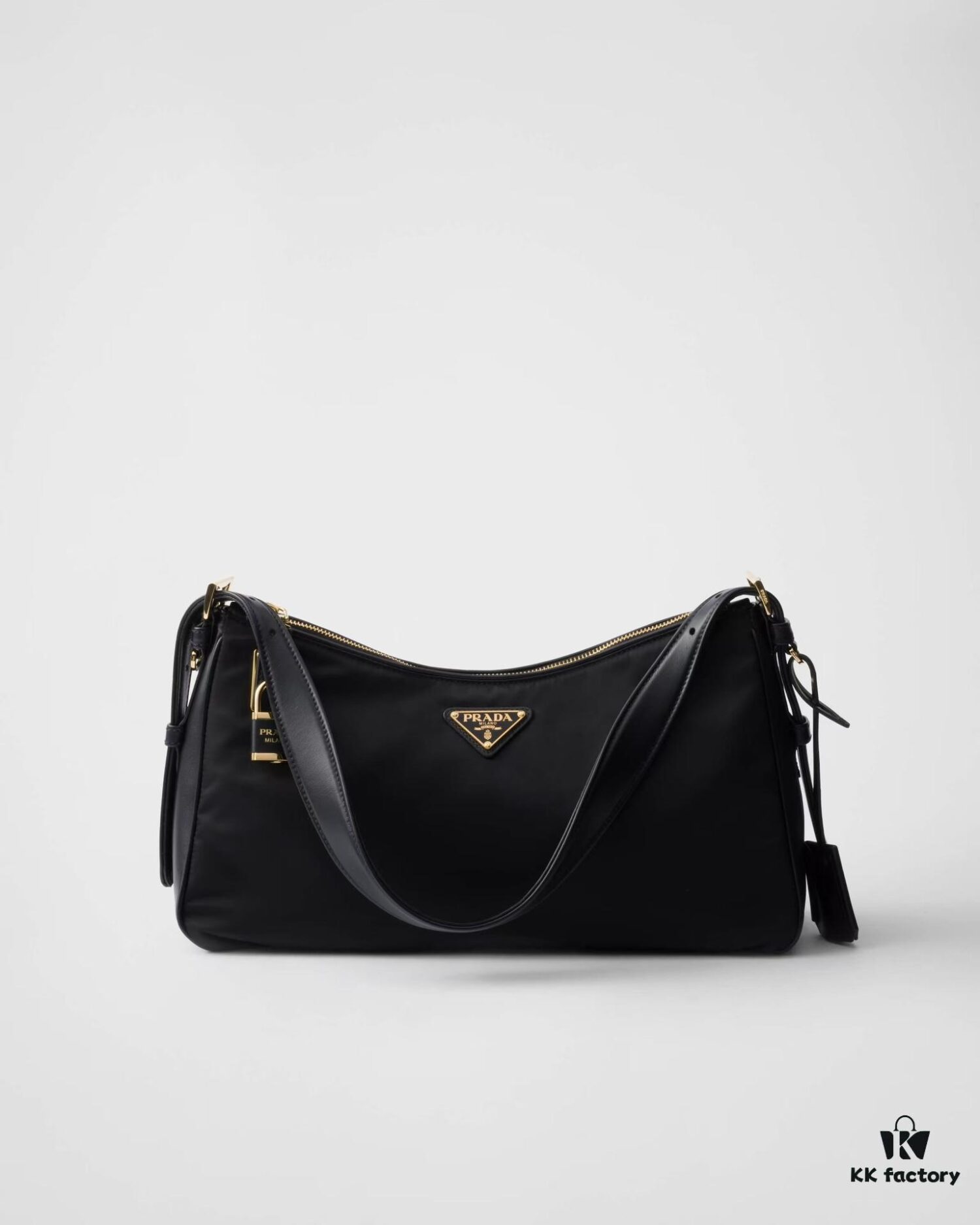PRADA Counter New Arrival (Full Leather Series) - Original Order Quality with Authentic Hardware, Wrinkled Lacquer Cowhide and Suede Shoulder Bag