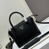 PRADA Classic Reissue Leather Bag with Dual Shoulder Straps, Calfskin with Jacquard Logo Lining, Gold-Tone Hardware, Removable Adjustable Leather and Colorful Fabric Straps