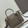 PRADA Classic Reissue Leather Bag with Dual Shoulder Straps, Calfskin with Jacquard Logo Lining, Gold-Tone Hardware, Removable Adjustable Leather and Colorful Fabric Straps