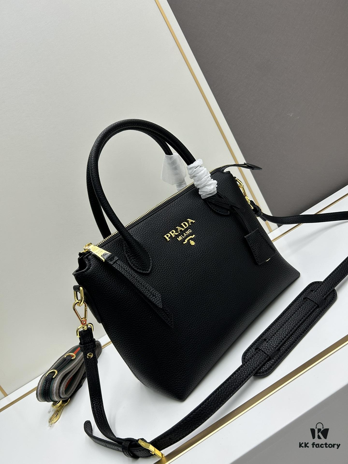 PRADA 1BA157 Classic Reissue 🔥 Calfskin Leather Bag with Dual Shoulder Straps 💋 Double Top Handles Removable Adjustable Leather Strap Removable Adjustable Colorful Fabric Strap Gold-Tone Hardware Engraved Metal Logo Zip Closure Two Interior Pockets Jacquard PRADA Logo Lining