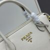PRADA Classic Reissue Leather Bag with Dual Shoulder Straps, Calfskin, Double Top Handles, Removable Adjustable Leather Strap, Removable Adjustable Colorful Fabric Strap, Gold-Tone Hardware, Engraved Metal Logo, Zip Closure, Two Interior Pockets, Jacquard PRADA Logo Lining