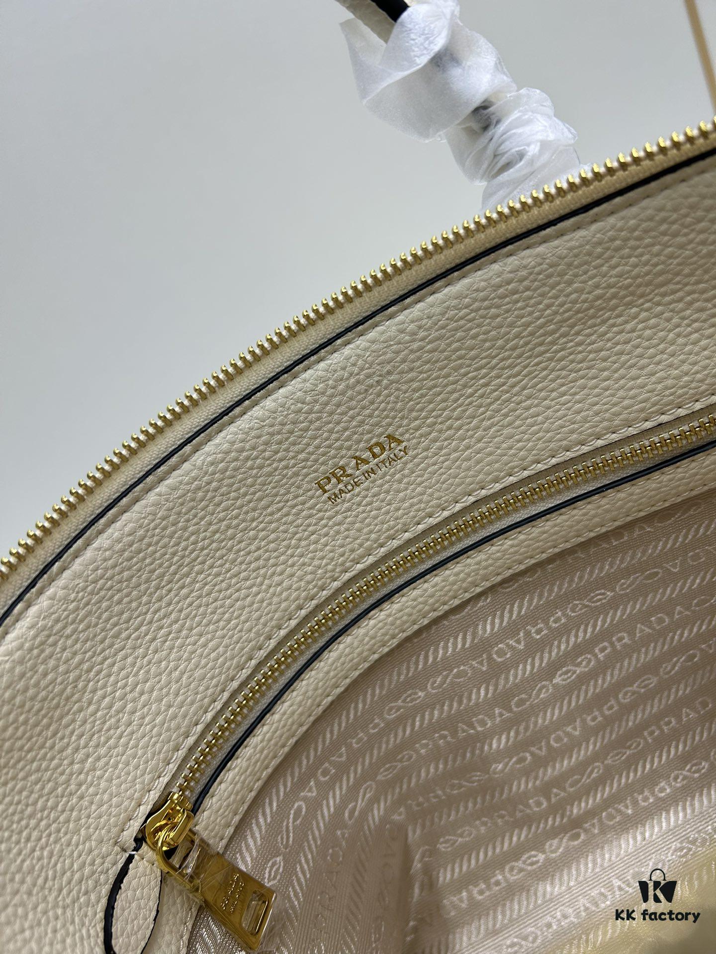 PRADA Classic Reissue Leather Bag with Dual Shoulder Straps, Calfskin, Double Top Handles, Removable Adjustable Leather Strap, Removable Adjustable Colorful Fabric Strap, Gold-Tone Hardware, Engraved Metal Logo, Zip Closure, Two Interior Pockets, Jacquard PRADA Logo Lining