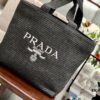 Prada Rattan Woven Bag in Black, Beige, Pink, Blue - Vacation Style Cute Handbag with Triangular Logo