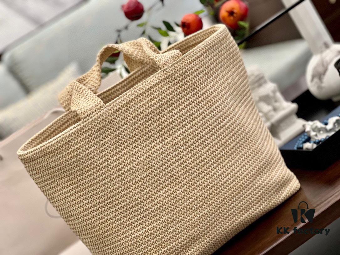 Prada Rattan Woven Bag in Black, Beige, Pink, Blue - Vacation Style Cute Handbag with Triangular Logo