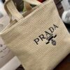 Prada Rattan Woven Bag in Black, Beige, Pink, Blue - Vacation Style Cute Handbag with Triangular Logo