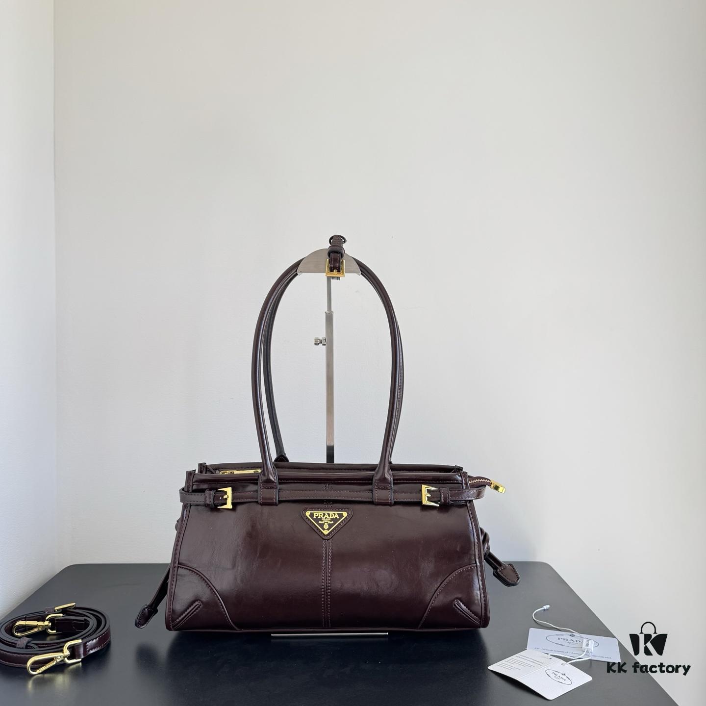 Prada Waxed Calfskin Handheld and Crossbody Bag