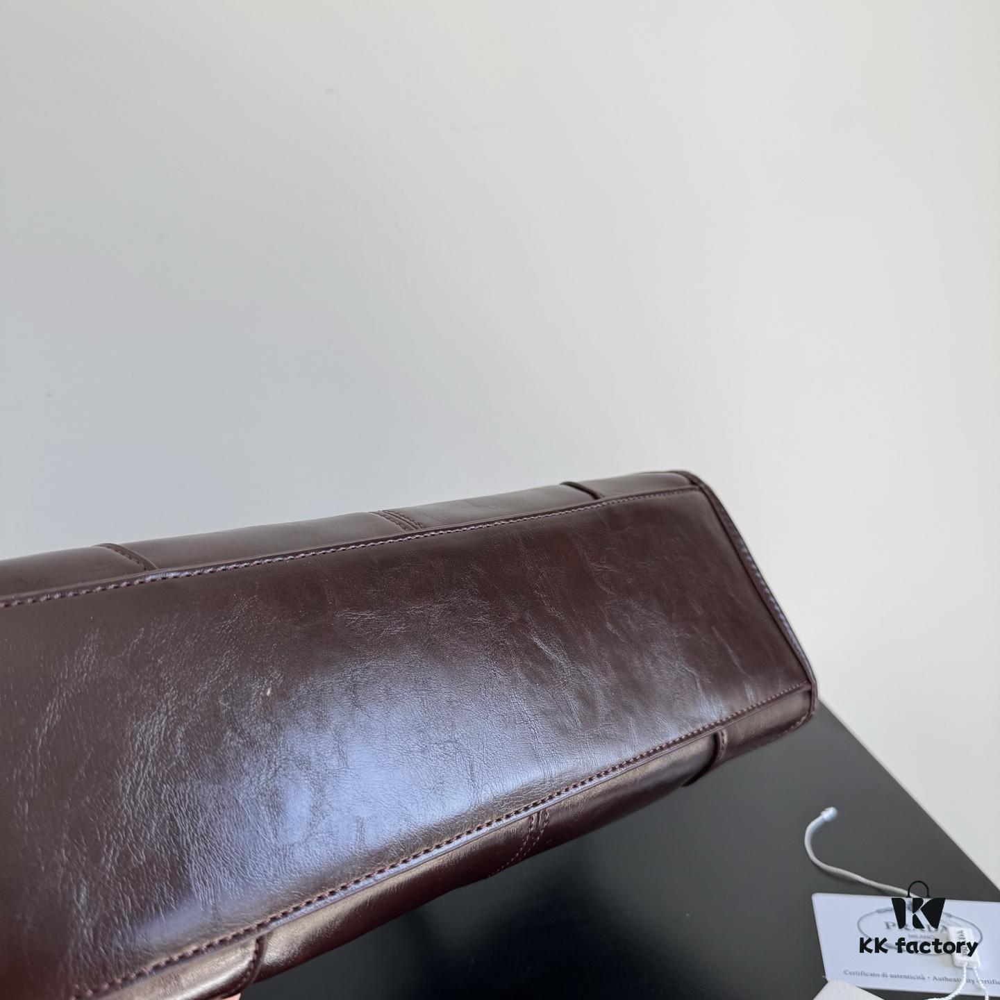 Prada Waxed Calfskin Handheld and Crossbody Bag