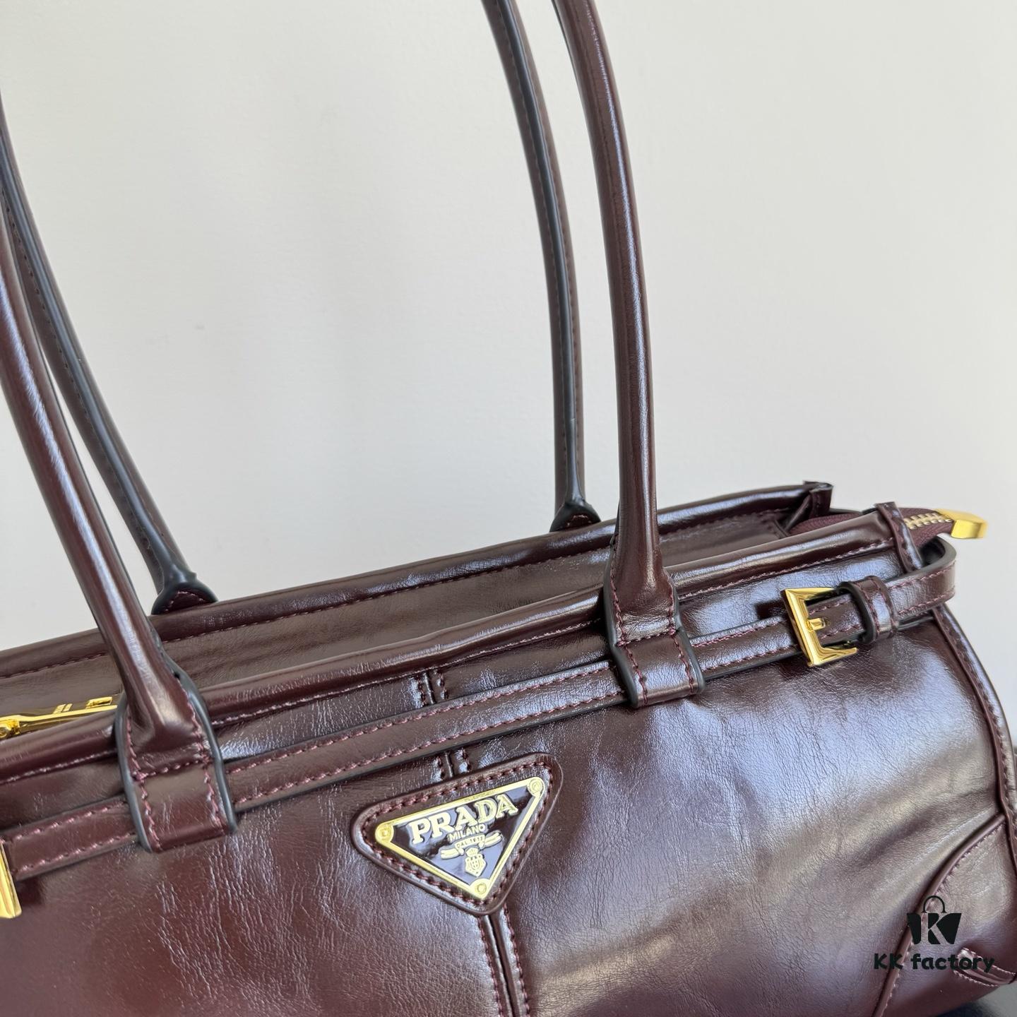 Prada Waxed Calfskin Handheld and Crossbody Bag