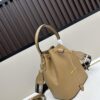Prada New Arrival, Calfskin with Lychee Texture, Dual Strap Design, Leather and Colorful Woven Strap, Stylish and Practical Top Handle Crossbody Bag