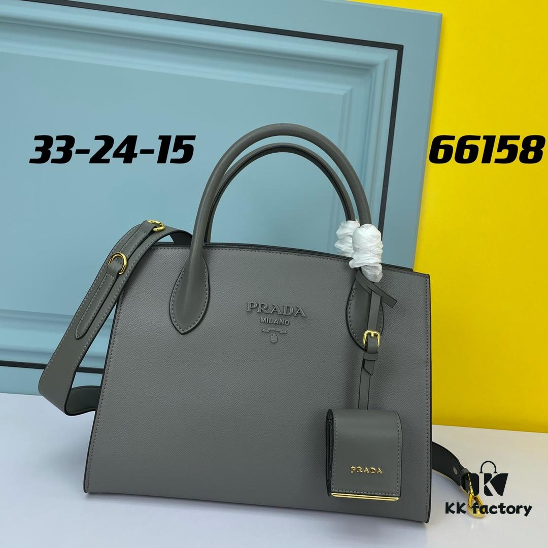 High-Quality Genuine PRADA #66158 Handbag in Imported Coarse Cross Cowhide and Calfskin