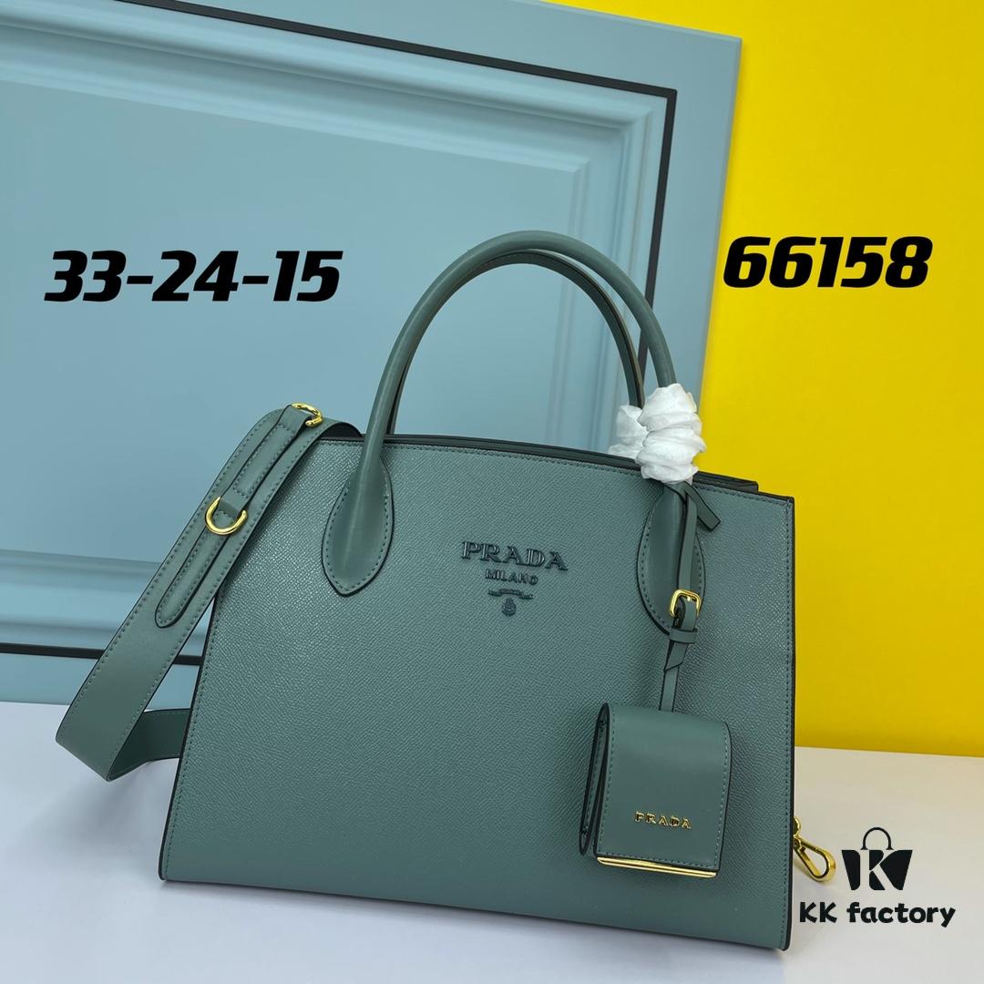 High-Quality Genuine PRADA #66158 Handbag in Imported Coarse Cross Cowhide and Calfskin