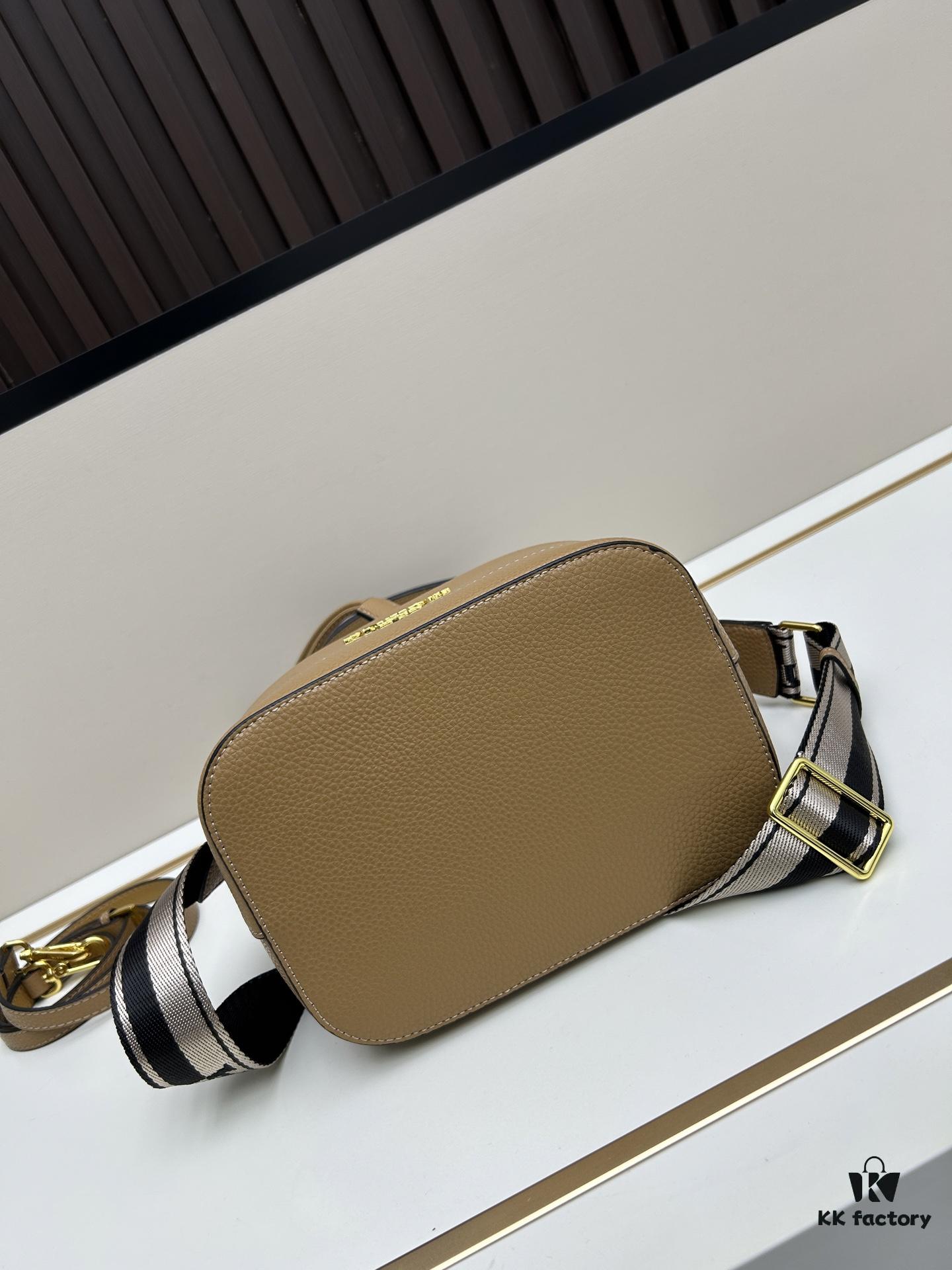 Prada New Arrival, Calfskin with Lychee Texture, Dual Strap Design, Leather and Colorful Woven Strap, Stylish and Practical Top Handle Crossbody Bag