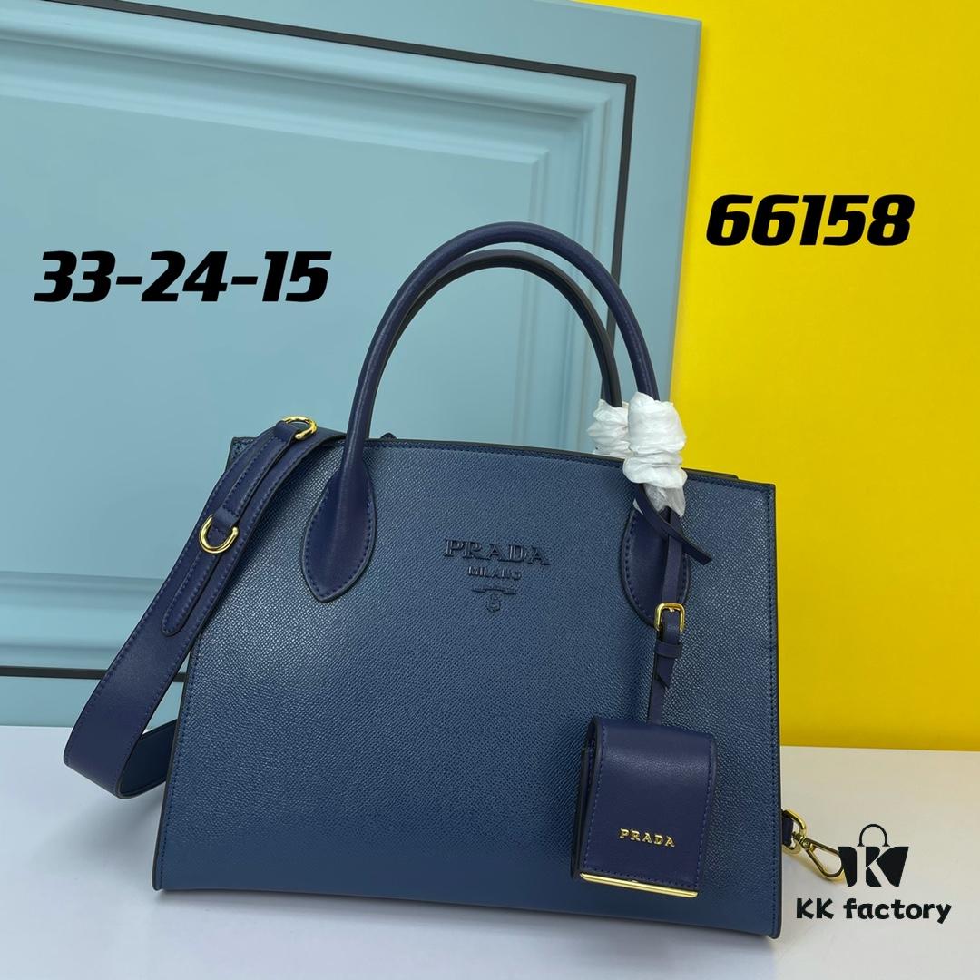 High-Quality Genuine PRADA #66158 Handbag in Imported Coarse Cross Cowhide and Calfskin