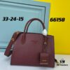 High-Quality Counter Product PRADA #66158 Premium Imported Coarse Cross Cowhide with Calfskin, 175 OEM Code, Enamel Same-Color Logo Pendant, Classic and Uniquely Elegant