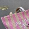 Prada Woven Straw Letter Bag in Black, Beige, Pink, Blue - Vacation Style Cute Handheld Bag with Triangular Logo