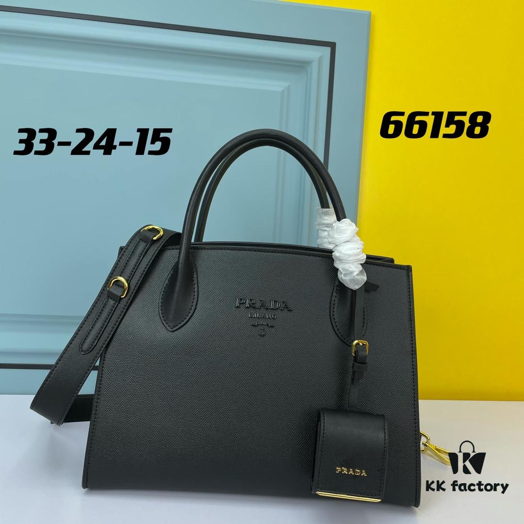 High-Quality Genuine PRADA #66158 Handbag in Imported Coarse Cross Cowhide and Calfskin