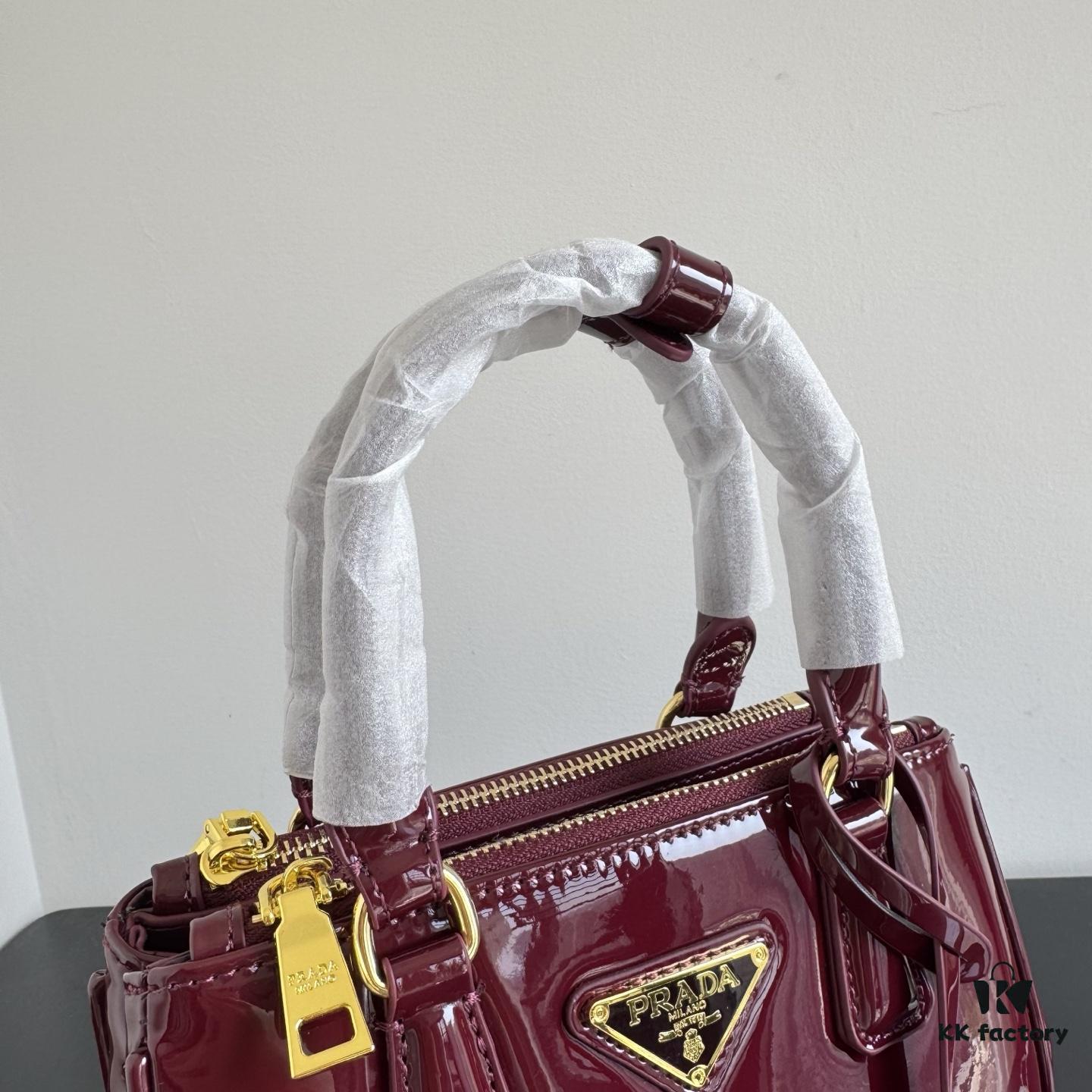 Prada Patent Leather Top Handle Crossbody Bag