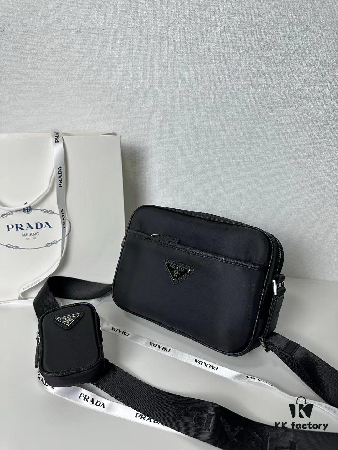 PRADA Imported Parachute Fabric with Leather Trimming