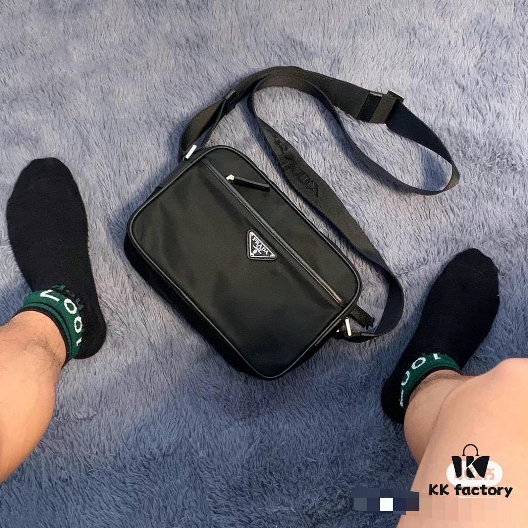 PRADA Imported Parachute Fabric with Leather Trimming