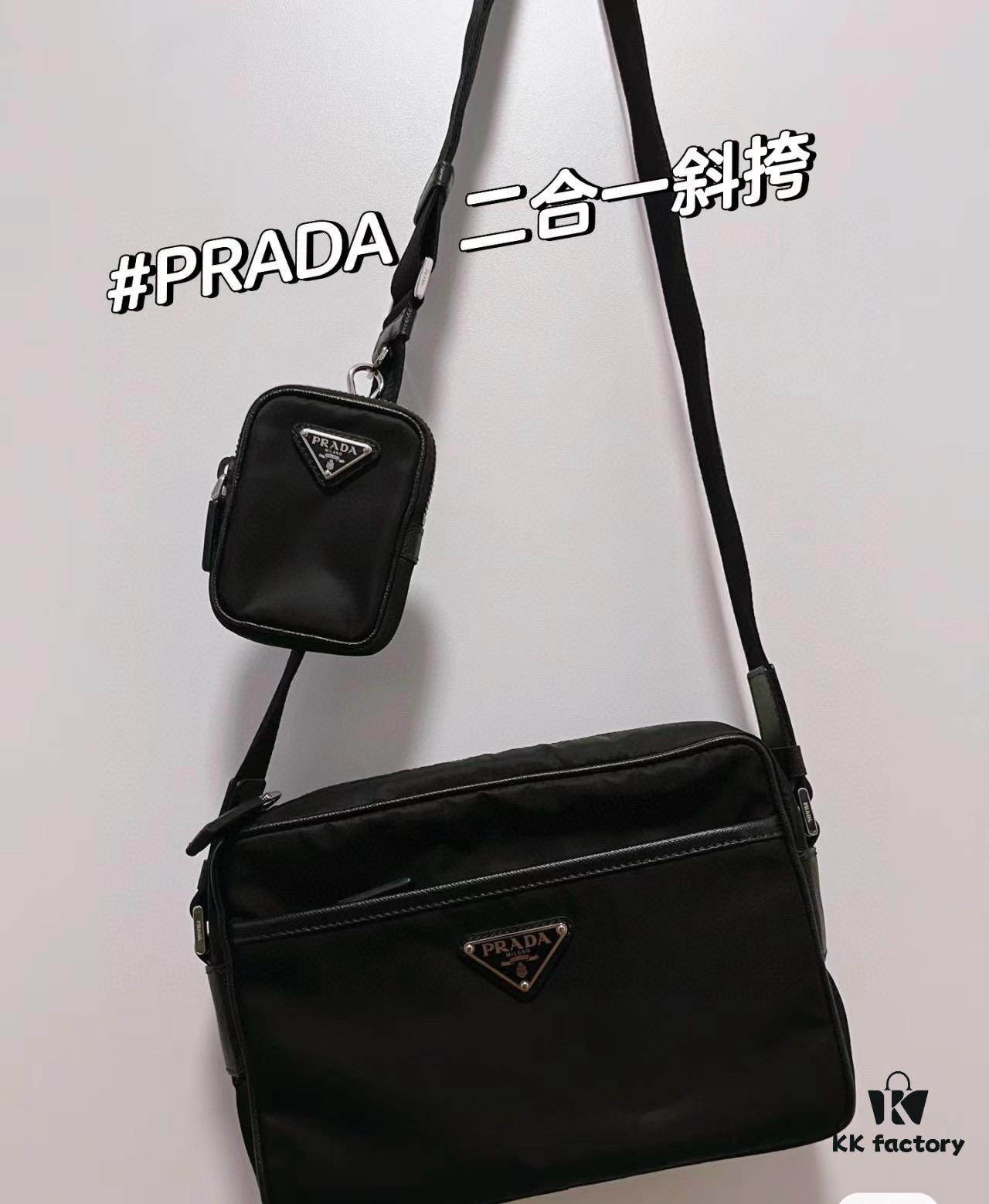 PRADA Imported Parachute Fabric with Leather Trimming