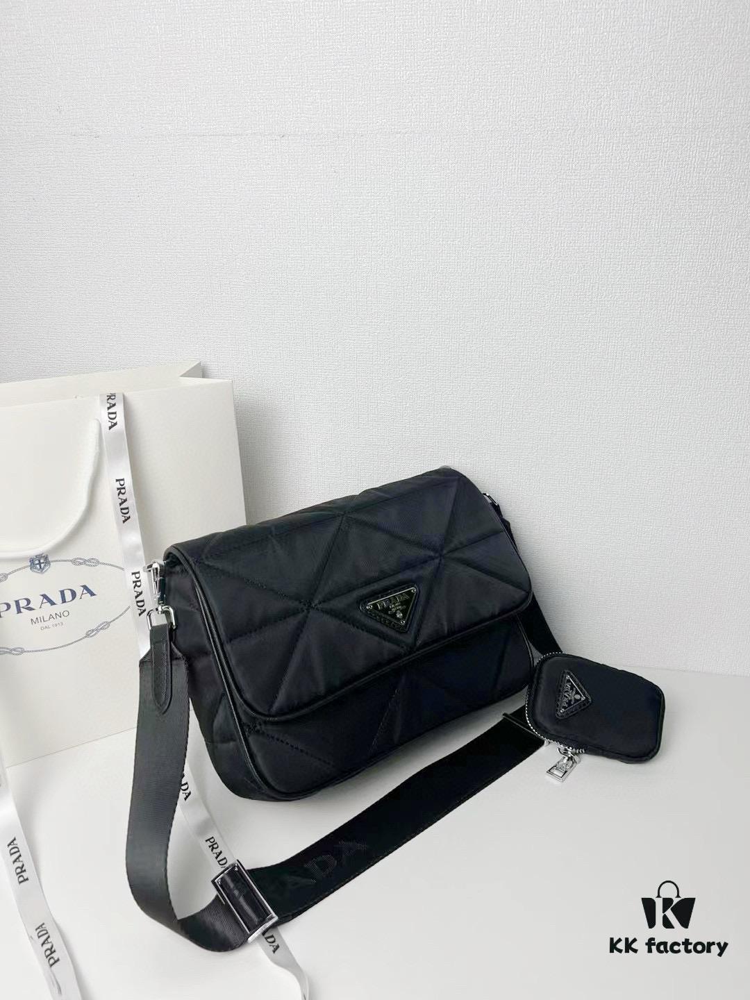 PRADA Imported Parachute Fabric with Leather Trim