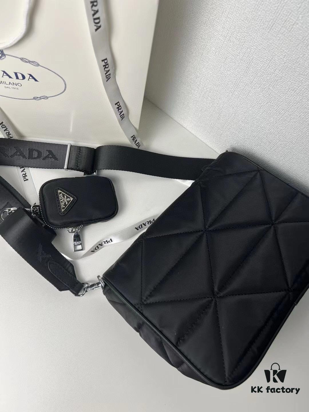 PRADA Imported Parachute Fabric with Leather Trim