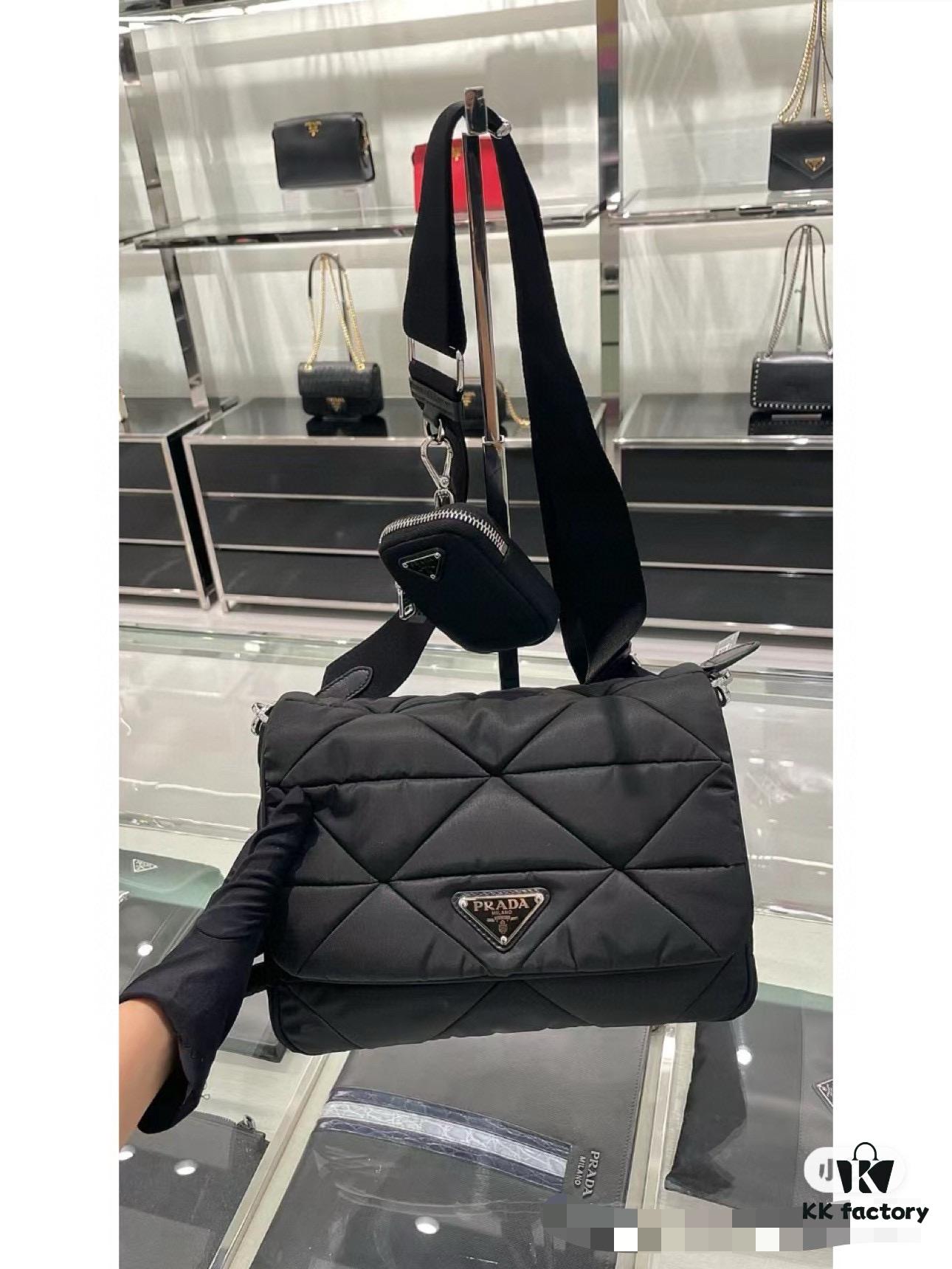 PRADA Imported Parachute Fabric with Leather Trim