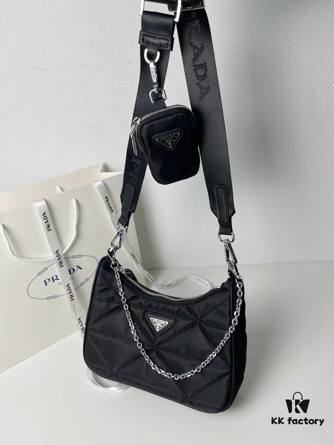 PRADA Imported Parachute Fabric with Leather Trim