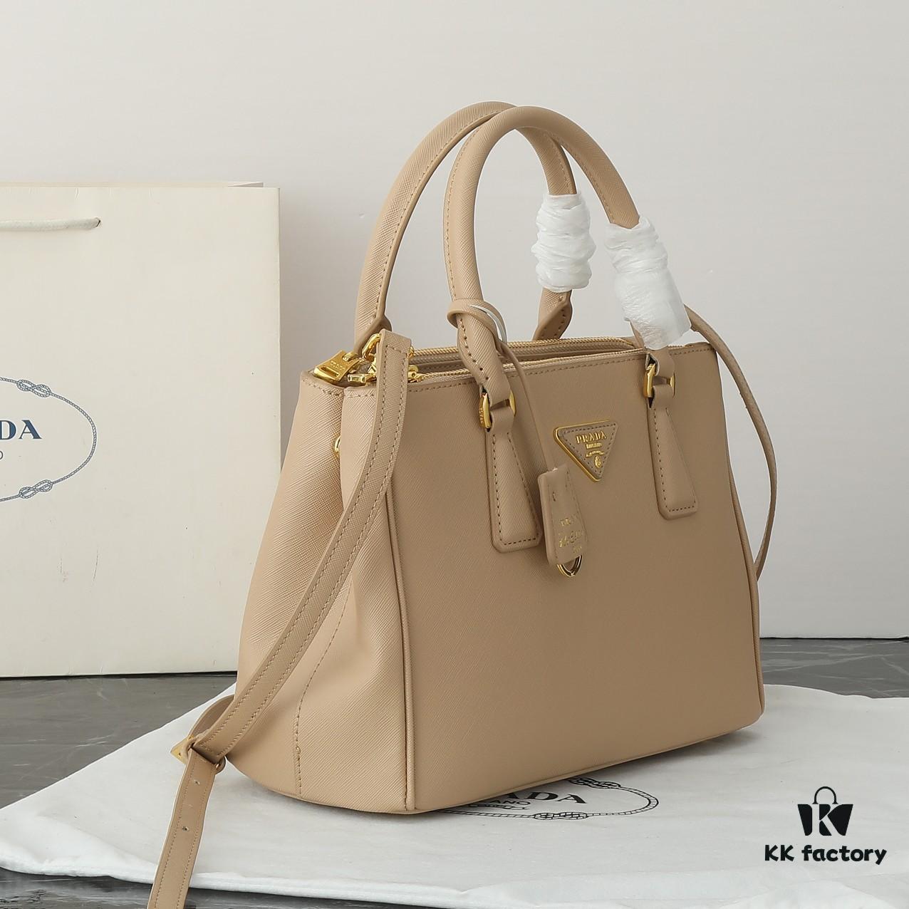 House Super Hot Selling Killer Bag, Saffiano Leather, Dual Top Handles, Detachable Adjustable Leather Shoulder Strap, Gold-Tone Hardware, Triangular Leather with Metal Engraved Logo, Snap Button Closure on Sides, Two Exterior Zip Pockets, Three Interior Compartments Including One Zippered Pocket, Prada-Branded Lining