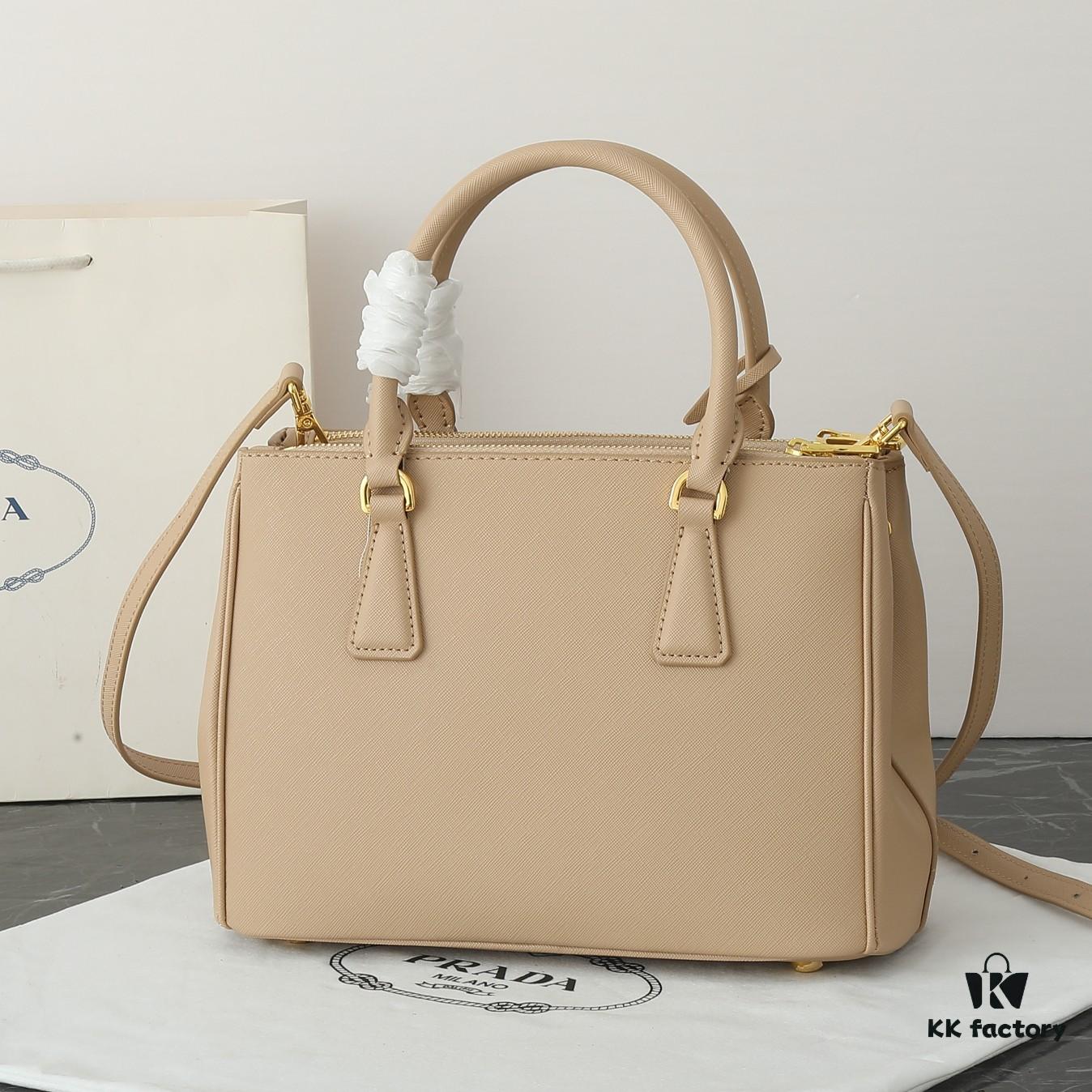 House Super Hot Selling Killer Bag, Saffiano Leather, Dual Top Handles, Detachable Adjustable Leather Shoulder Strap, Gold-Tone Hardware, Triangular Leather with Metal Engraved Logo, Snap Button Closure on Sides, Two Exterior Zip Pockets, Three Interior Compartments Including One Zippered Pocket, Prada-Branded Lining