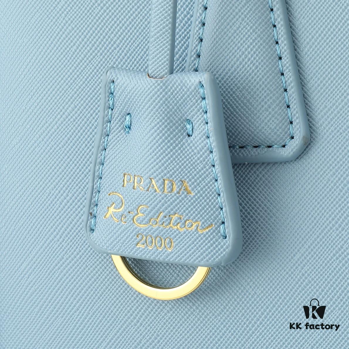 Model 1018 Home Super Hot Killer Bag, Saffiano Leather with Dual Top Handles, Detachable Adjustable Leather Shoulder Strap, Gold-Plated Hardware, Metal Logo Lettering on Triangular Leather Patch, Snap Button Closure on Side, Two Exterior Zip Pockets, Three Interior Pockets Including One Zip Pocket, Prada-Branded Lining