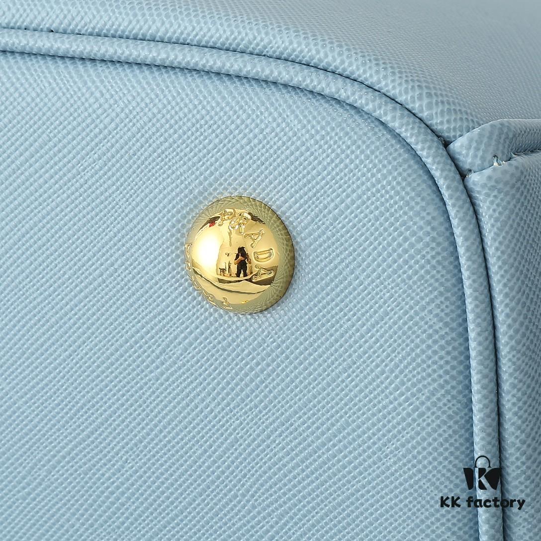 Model 1018 Home Super Hot Killer Bag, Saffiano Leather with Dual Top Handles, Detachable Adjustable Leather Shoulder Strap, Gold-Plated Hardware, Metal Logo Lettering on Triangular Leather Patch, Snap Button Closure on Side, Two Exterior Zip Pockets, Three Interior Pockets Including One Zip Pocket, Prada-Branded Lining