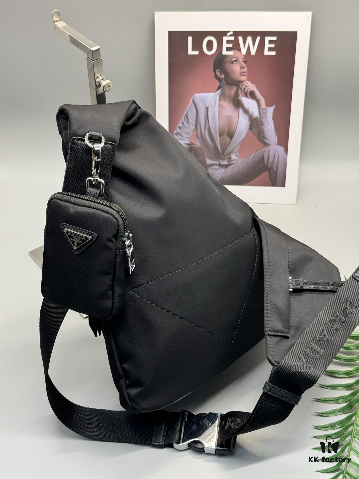 PRADA Two-Piece Set ✅ Latest Model Chest Bag Shoulder Bag Made of Imported Parachute Waterproof Fabric Size 24x31x8