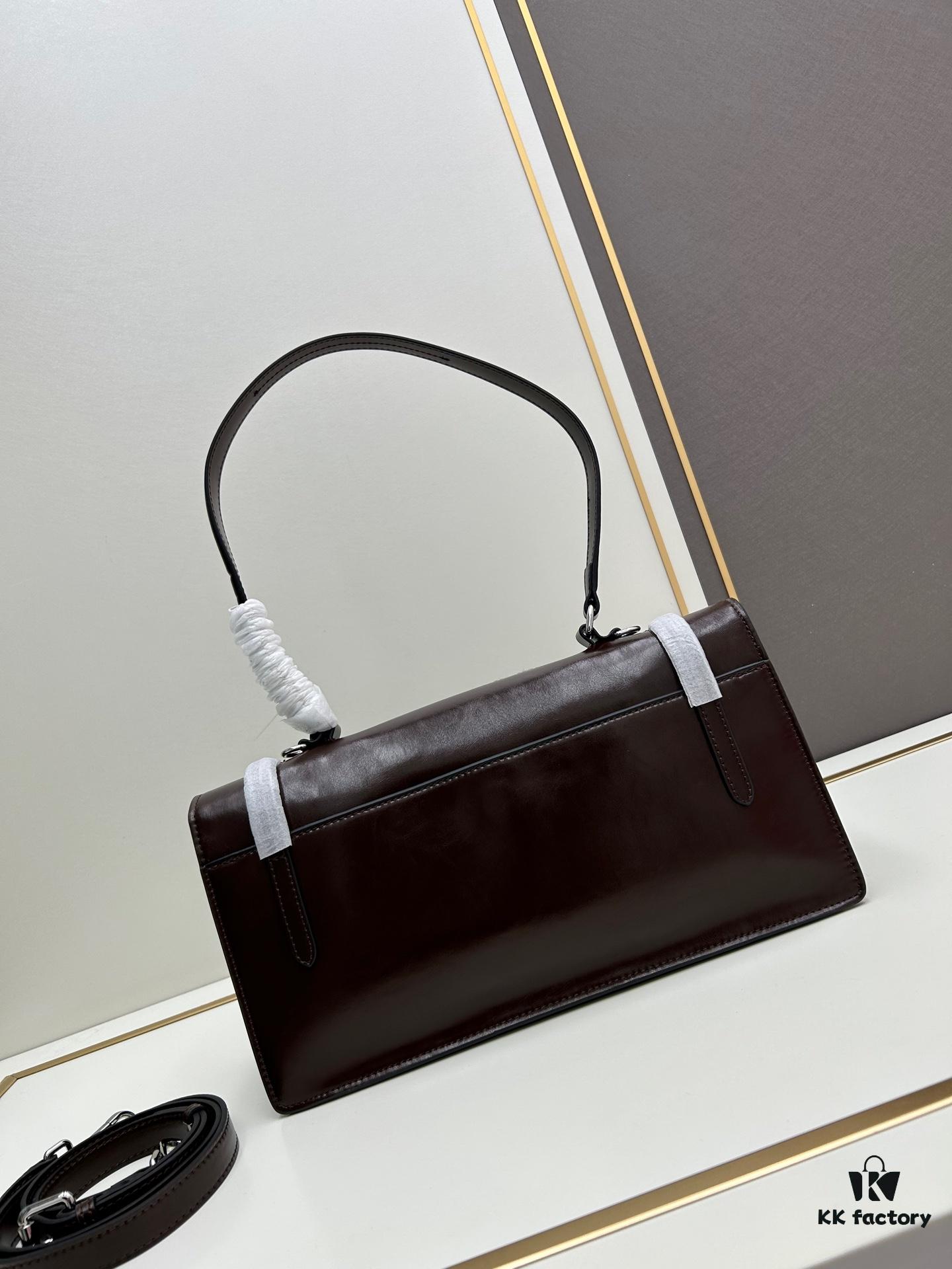 PRADA Counter New Arrival 🎉 (All-Leather Series) [Original Order Quality with Matched Hardware] Full-Grain Wax Oil Cowhide