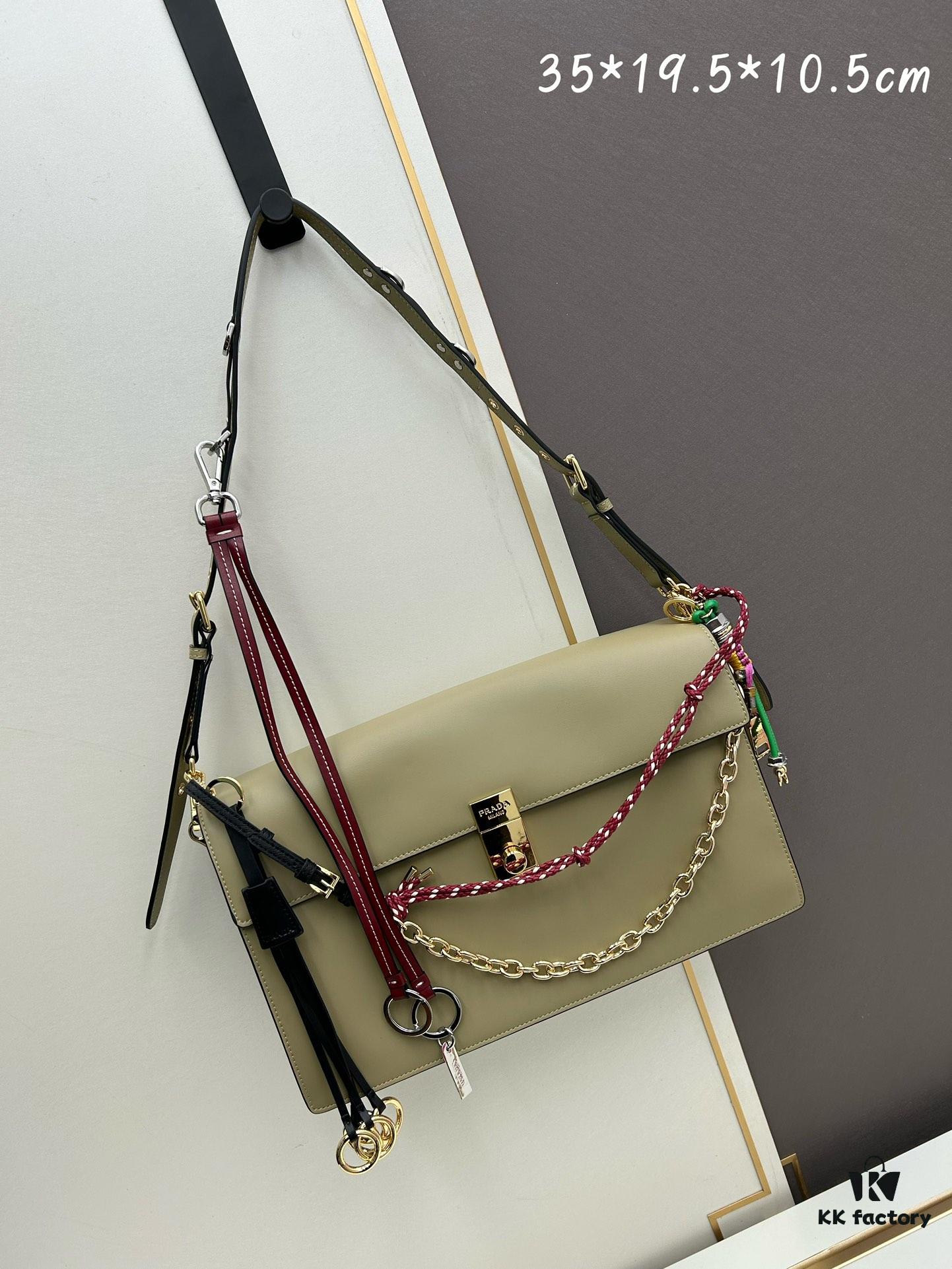 Large PRADA Counter Model with Gift Box, Celebrity Same Style 🎉 Full-Grain Leather [Original Order Quality + Matching Counter Hardware], Soft and Comfortable Touch, Spacious Capacity