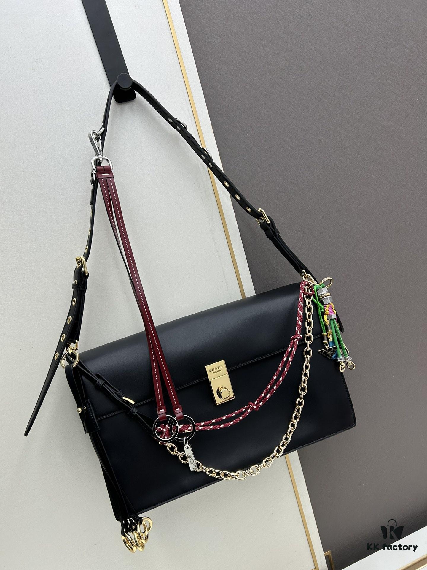 Large PRADA Counter Model with Gift Box, Celebrity Same Style 🎉 Full-Grain Leather [Original Order Quality + Matching Counter Hardware], Soft and Comfortable Touch, Spacious Capacity