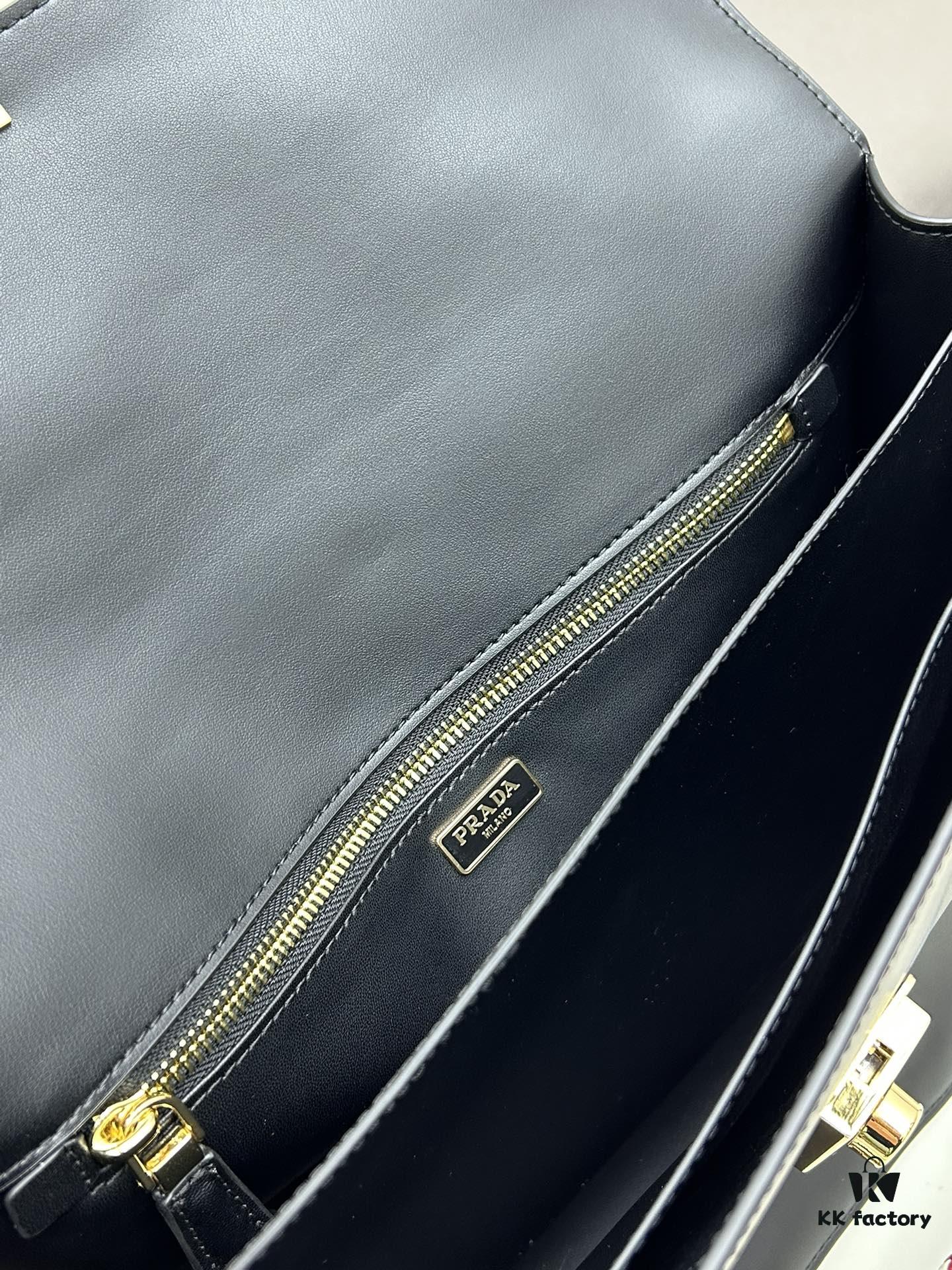 Large PRADA Counter Model with Gift Box, Celebrity Same Style 🎉 Full-Grain Leather [Original Order Quality + Matching Counter Hardware], Soft and Comfortable Touch, Spacious Capacity