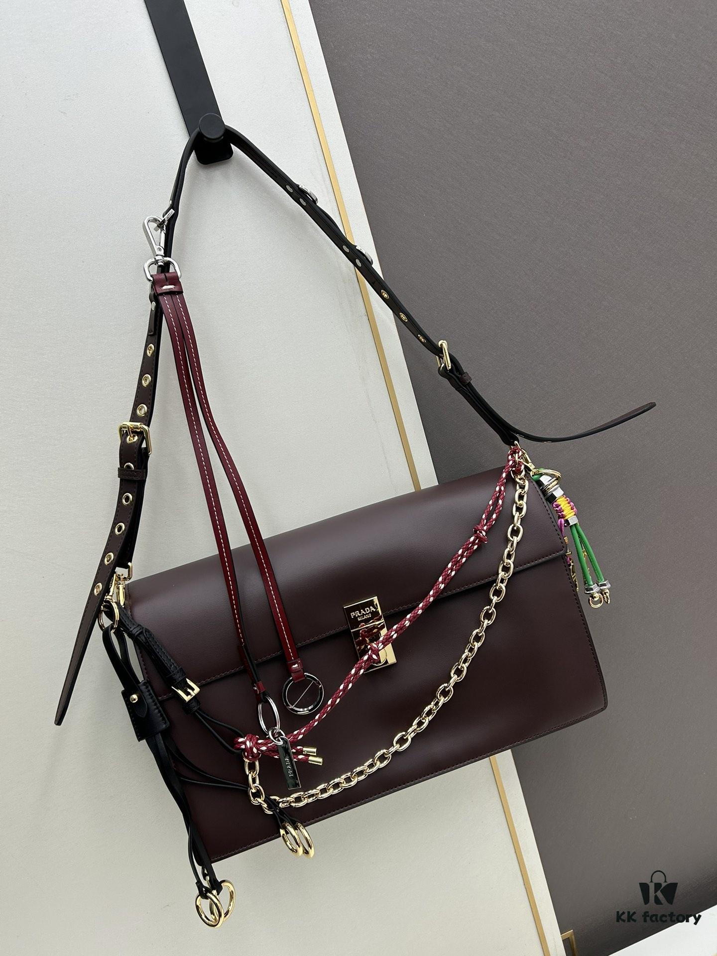 Large PRADA Cabinet Version with Gift Box, Celebrity Same Style 🎉 First-Layer Cowhide [Original Order Quality + Matching Cabinet Metal Hardware], Soft and Comfortable Touch, High Capacity