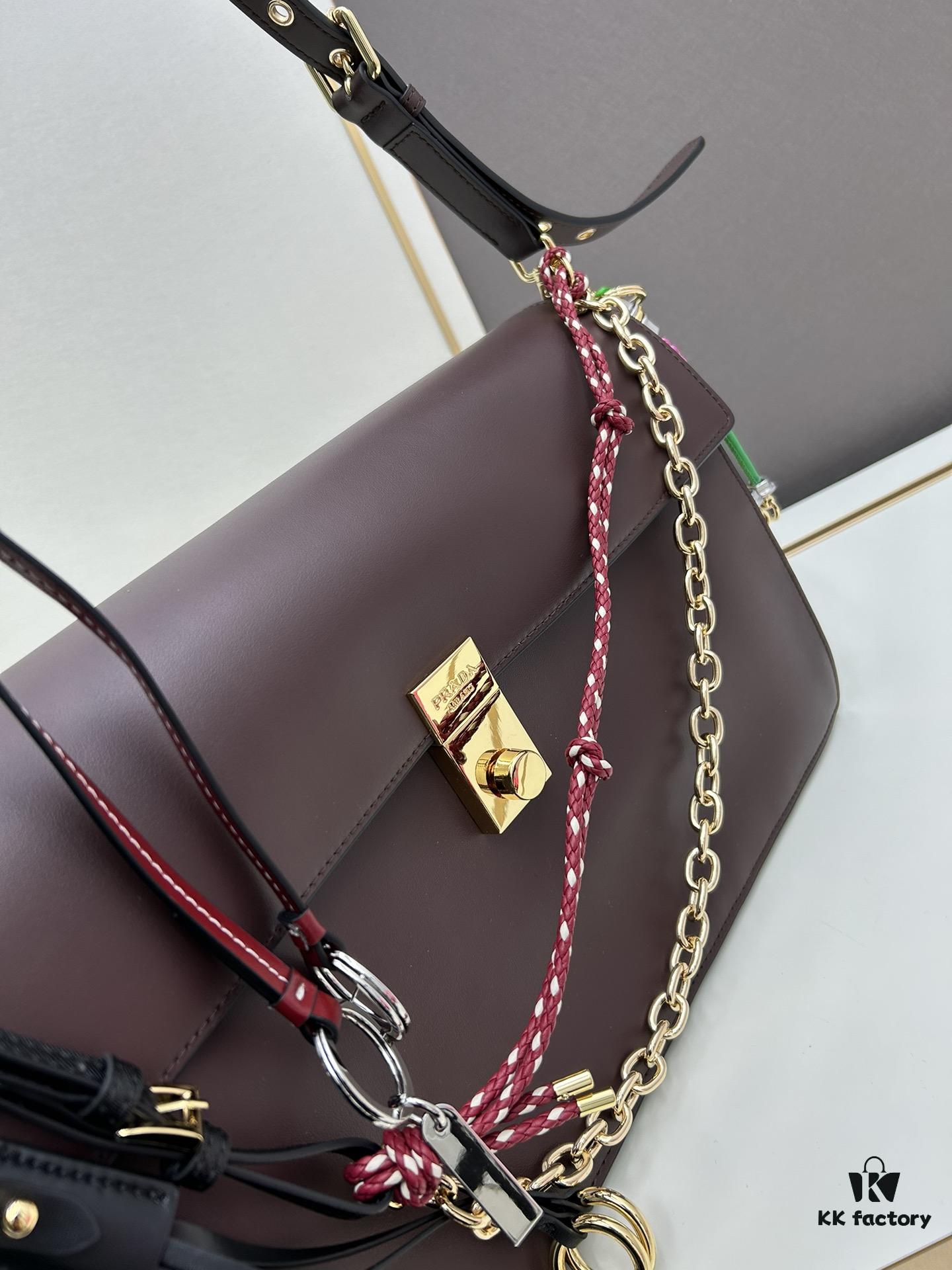 Large PRADA Cabinet Version with Gift Box, Celebrity Same Style 🎉 First-Layer Cowhide [Original Order Quality + Matching Cabinet Metal Hardware], Soft and Comfortable Touch, High Capacity