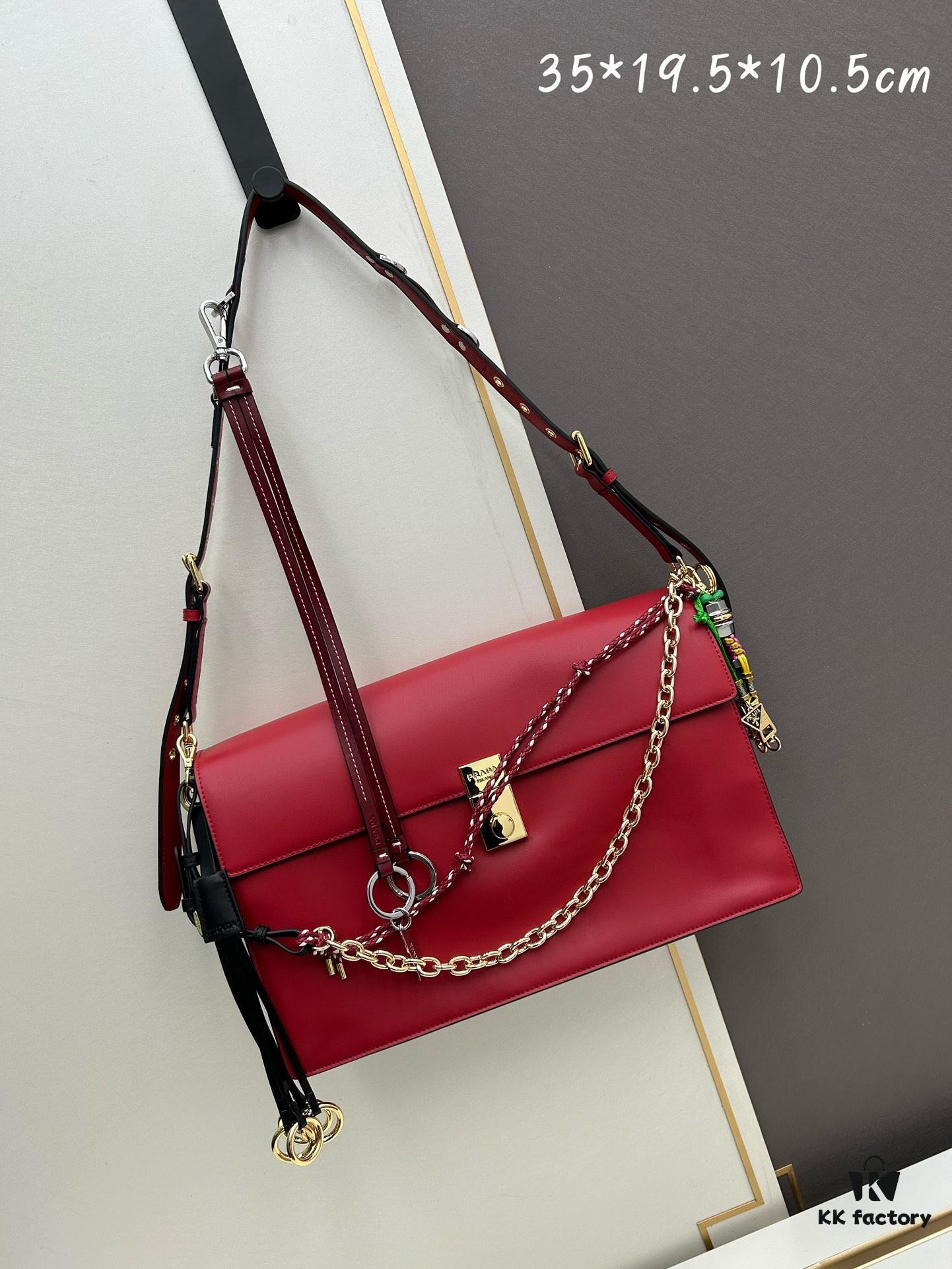 Large PRADA Counter Model with Gift Box, Celebrity Same Style 🎉 Genuine First-Layer Cowhide [Original Order Quality + Matching Counter Metal Hardware], Soft and Comfortable Touch, High Capacity