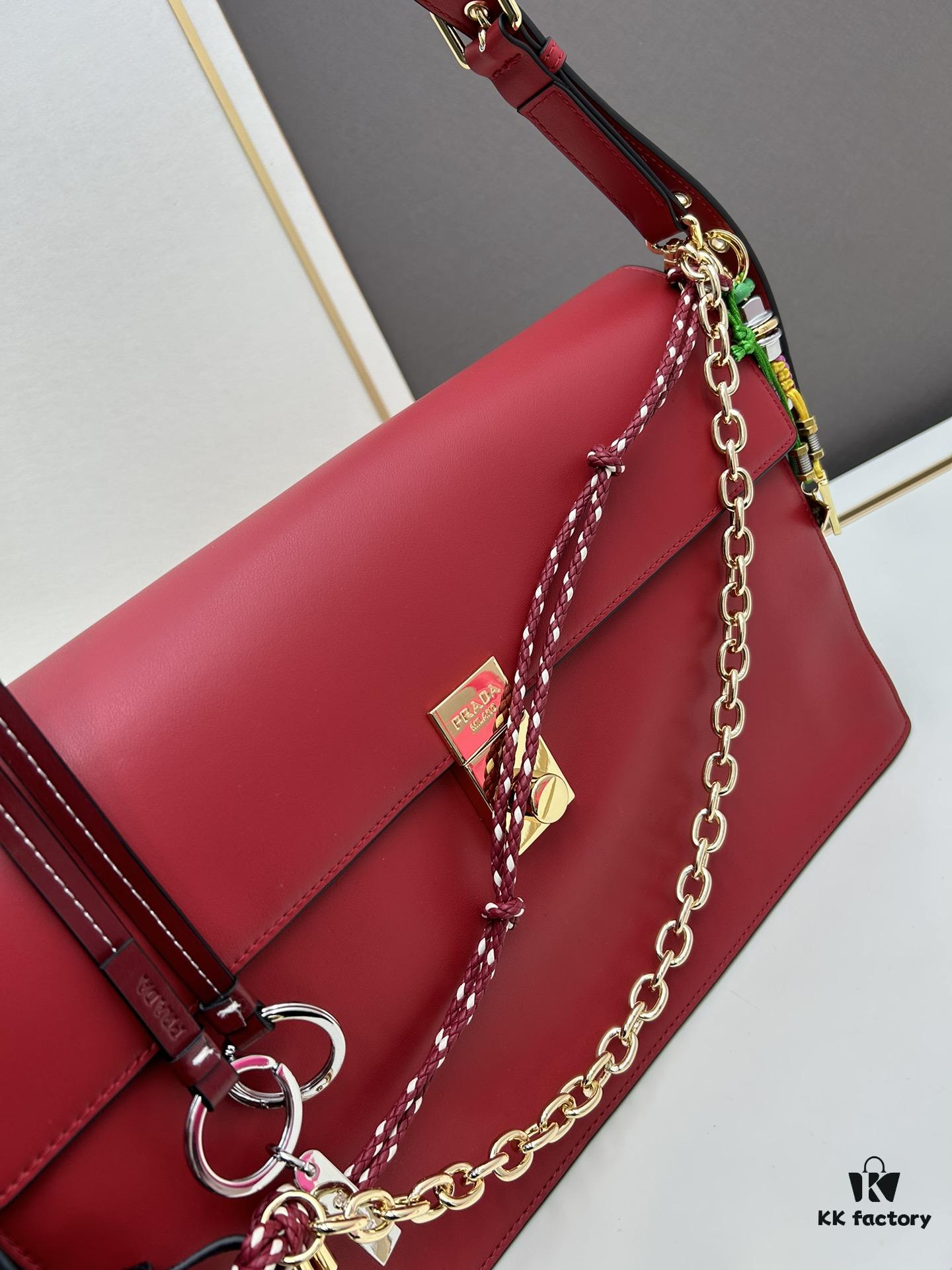 Large PRADA Counter Model with Gift Box, Celebrity Same Style 🎉 Genuine First-Layer Cowhide [Original Order Quality + Matching Counter Metal Hardware], Soft and Comfortable Touch, High Capacity