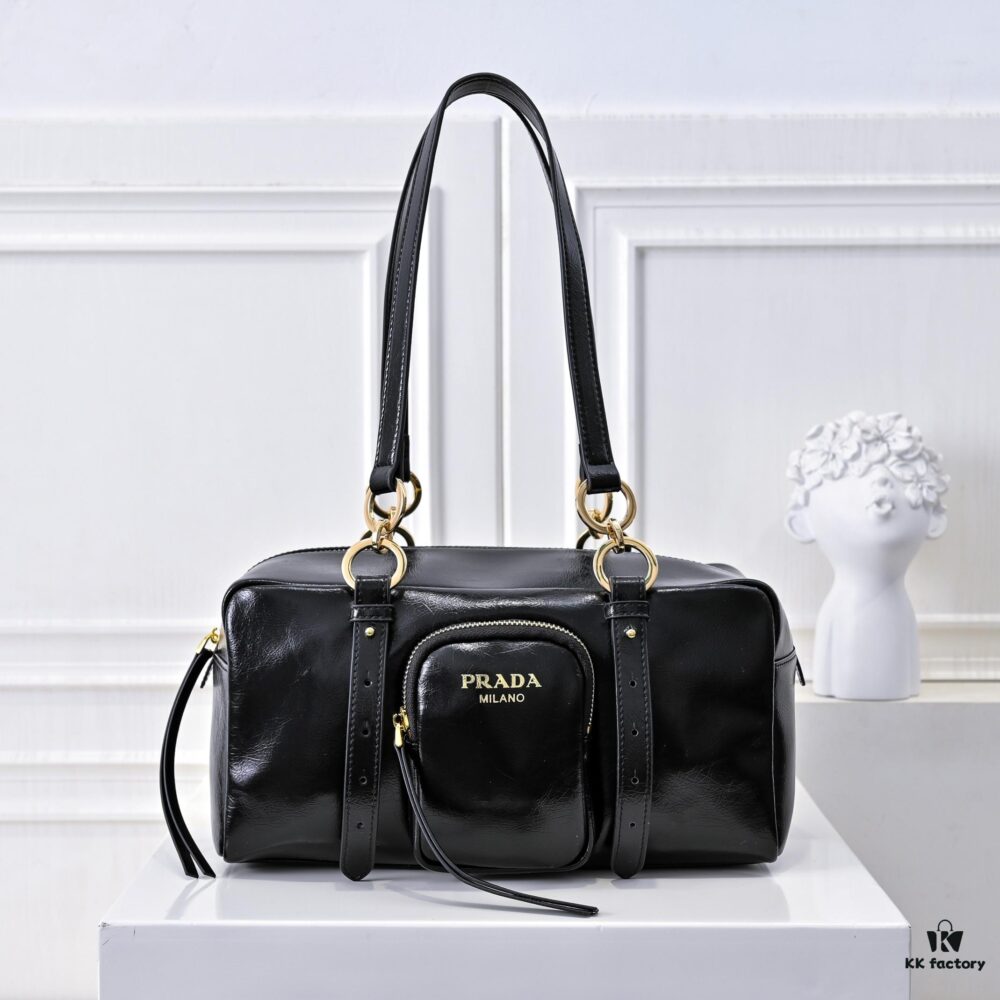 PRADA 2025 Spring New Arrival Oil-Waxed Leather Tote Bag