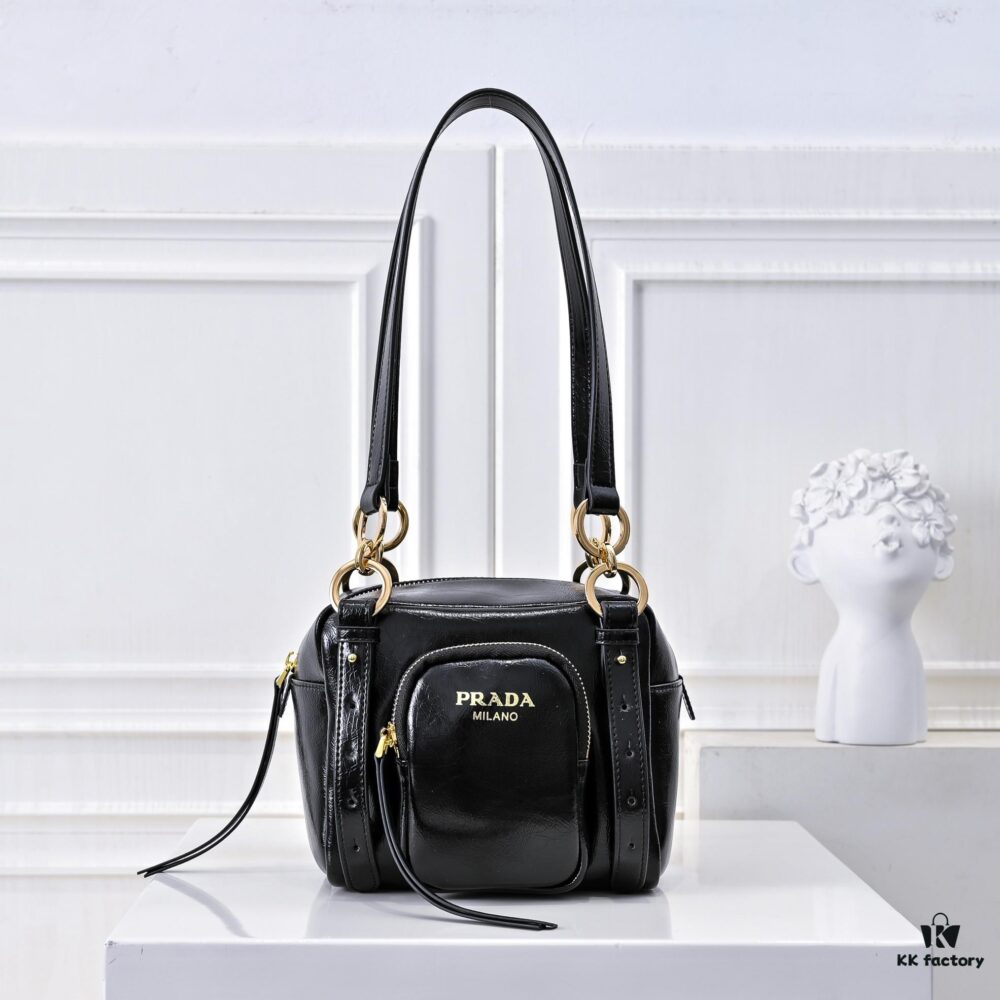 PRADA 2025 Spring New Arrival Waxed Leather Tote Bag