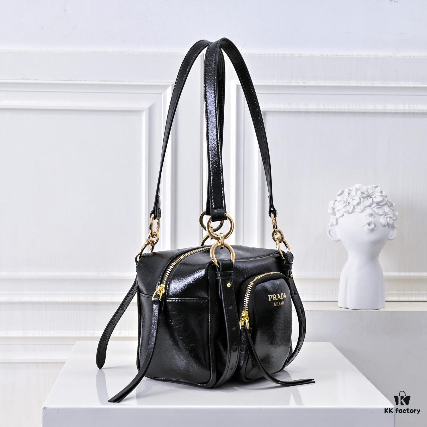 PRADA 2025 Spring New Arrival Waxed Leather Tote Bag