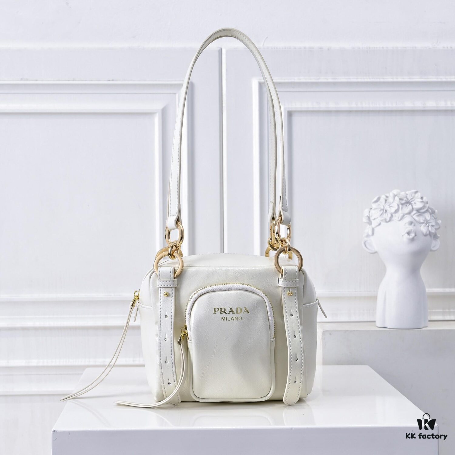 PRADA 2025 Spring New Arrival Waxed Leather Tote Bag