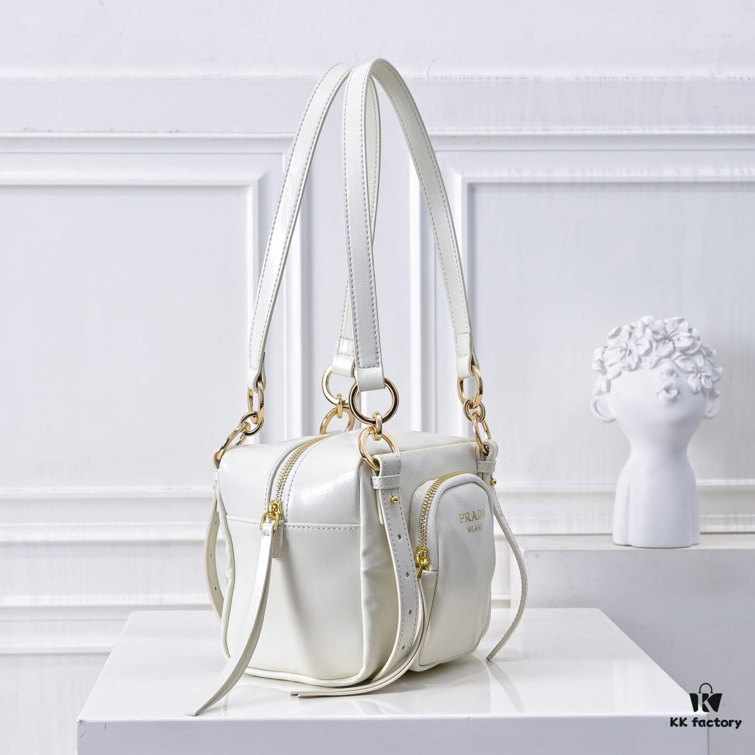 PRADA 2025 Spring New Arrival Waxed Leather Tote Bag